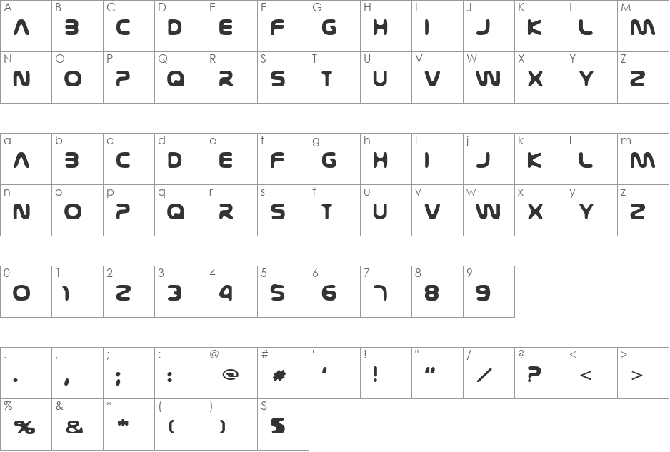 Tipu font character map preview