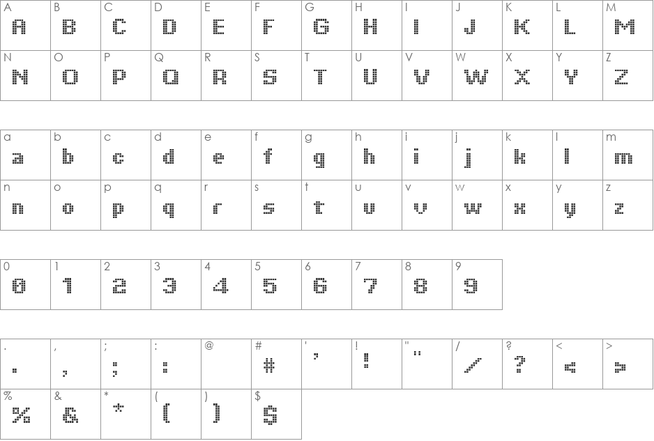 Tiquet font character map preview