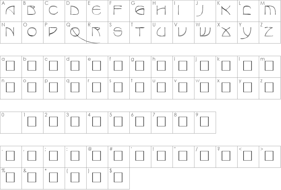 BenjaminCaps Caps:001.001 font character map preview