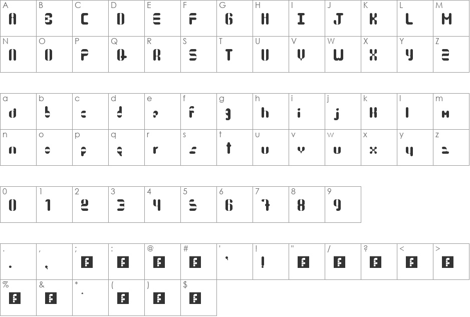 Titanium Ribbons font character map preview