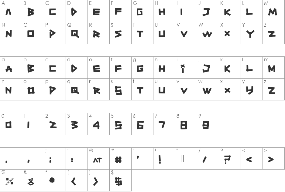 TitikTapettf font character map preview