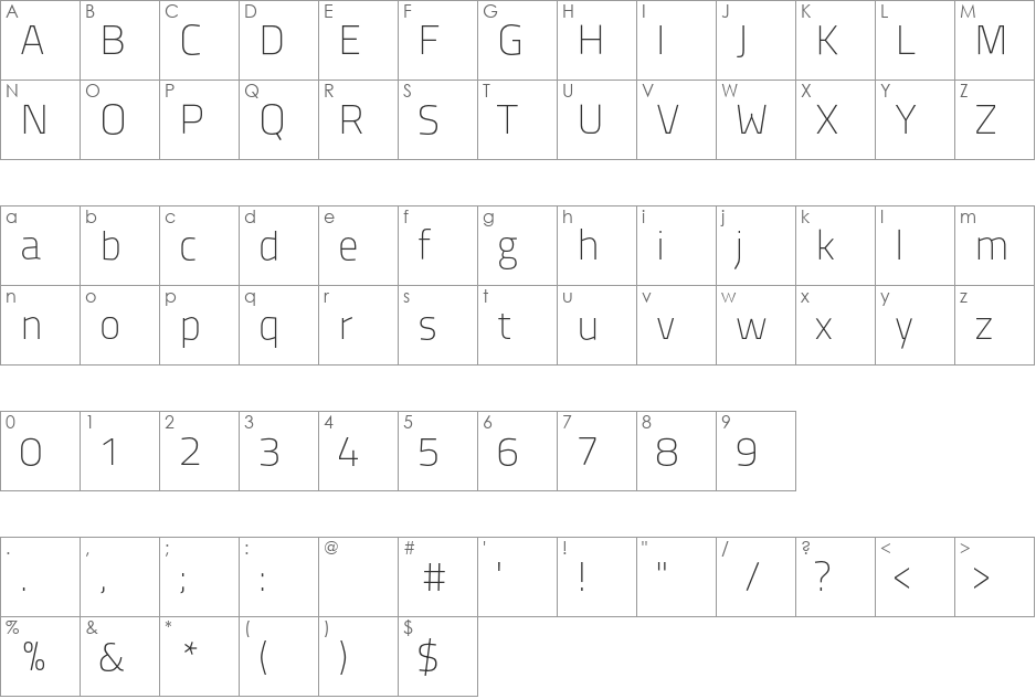 TitilliumTitle01 font character map preview