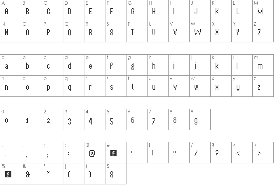 Title Pix font character map preview