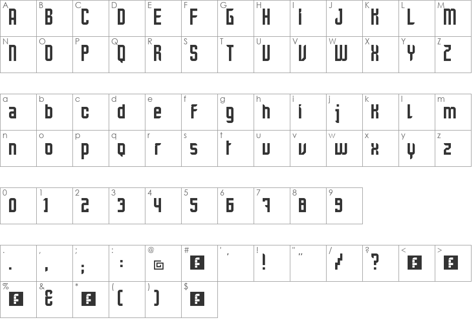 Title Sans Serif font character map preview