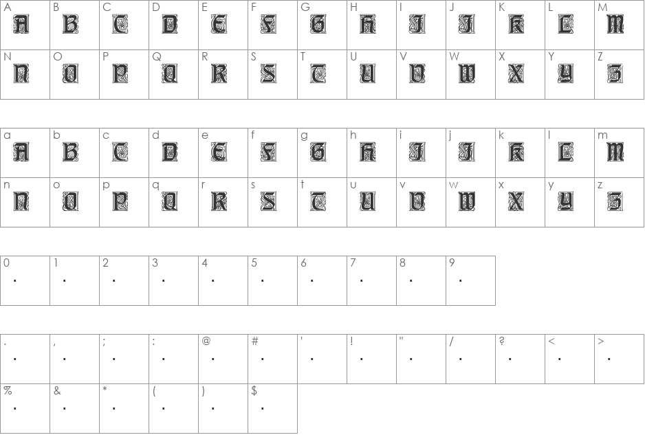 TitlingCaps font character map preview