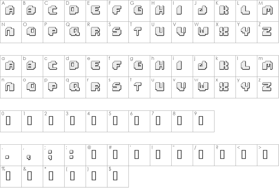 Tivoli font character map preview