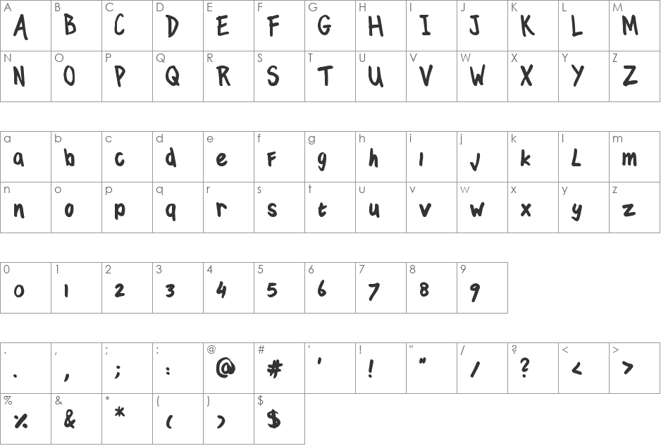 TJC.R 82 Marker font character map preview