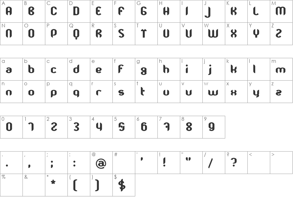 TJK Moost font character map preview