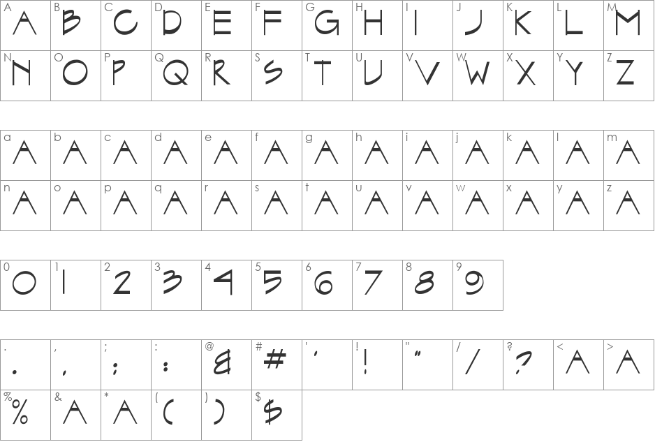 TK-ARCHITECT font character map preview
