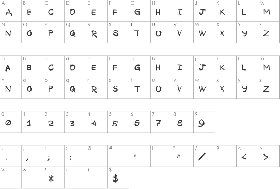Tkachenko Sketch 4F font character map preview