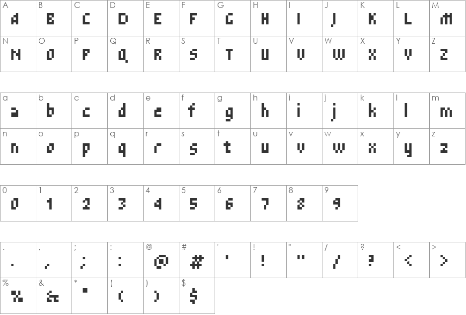 Tkachevica-4px font character map preview
