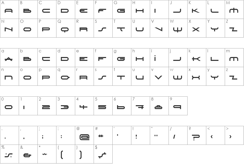 TLC Fan-Mail font character map preview
