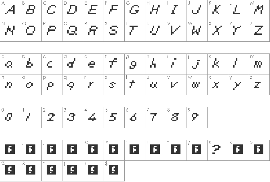 TLOZ Link's Awakening font character map preview