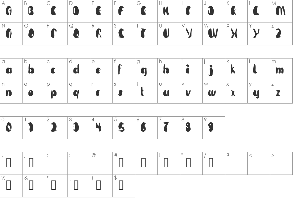 TM Beguiled font character map preview