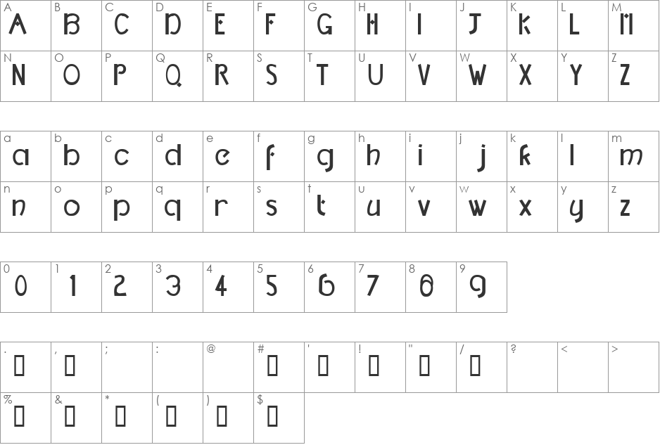 TM DCC font character map preview