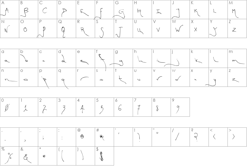 TM First Fleet font character map preview