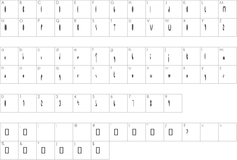 TM Paramount font character map preview