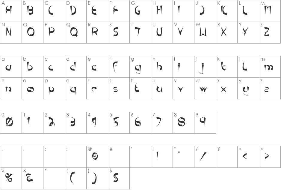 TM Pedestal font character map preview