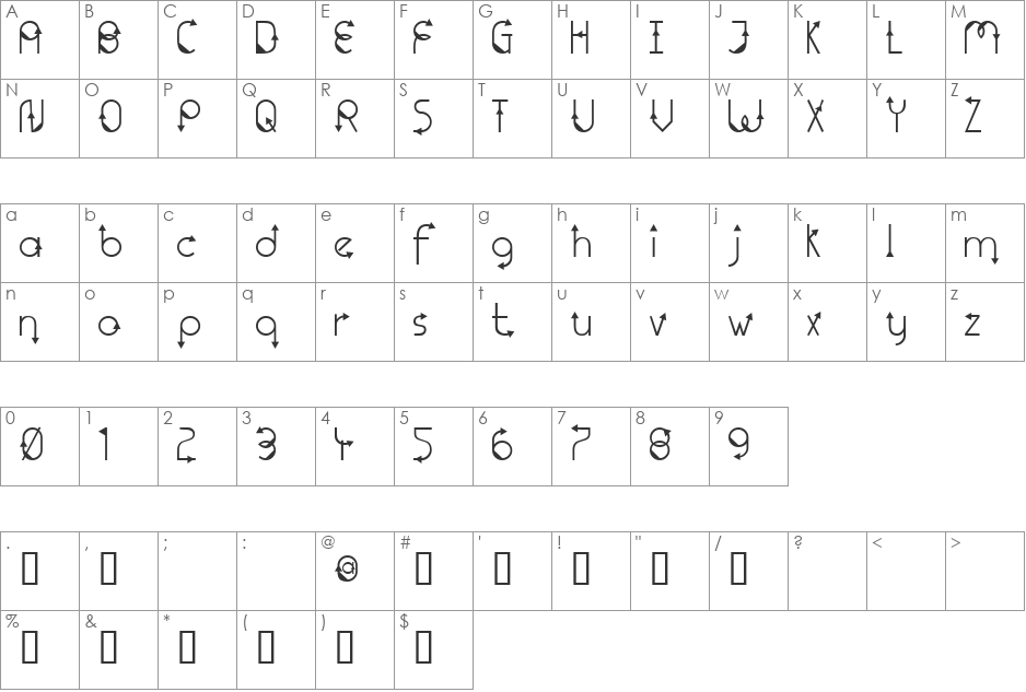 TM That Way font character map preview
