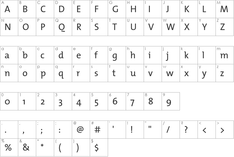TMix font character map preview
