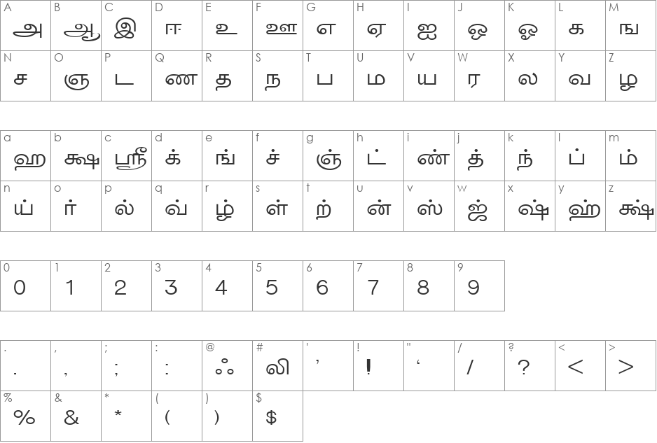 TMNEWS font character map preview