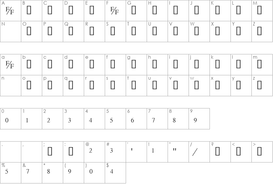 TmsFB font character map preview