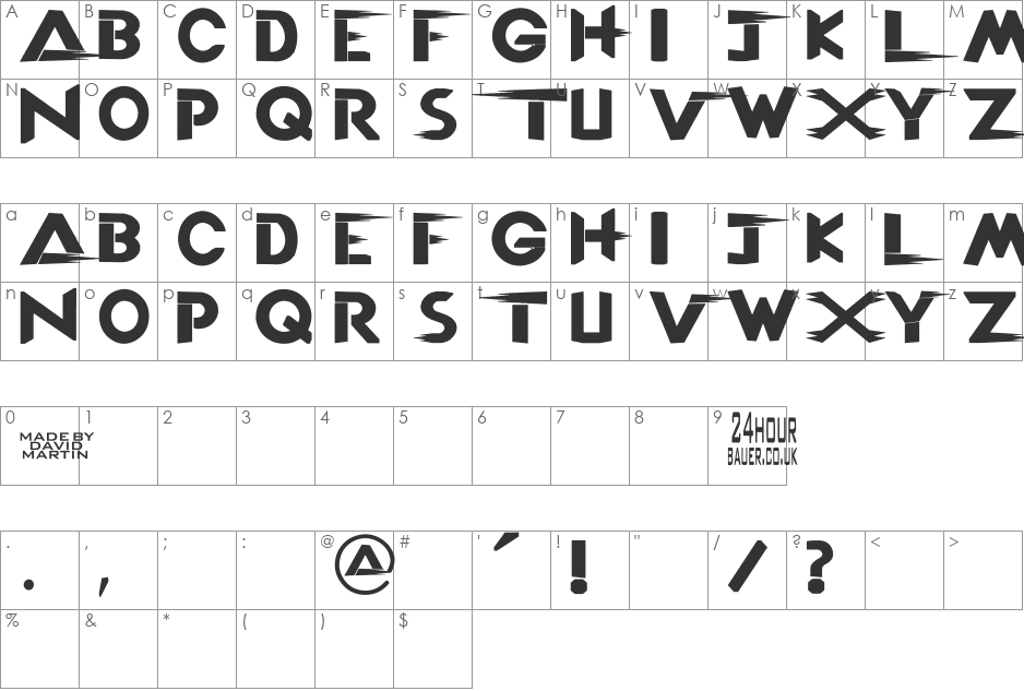 TNA LOGO font character map preview