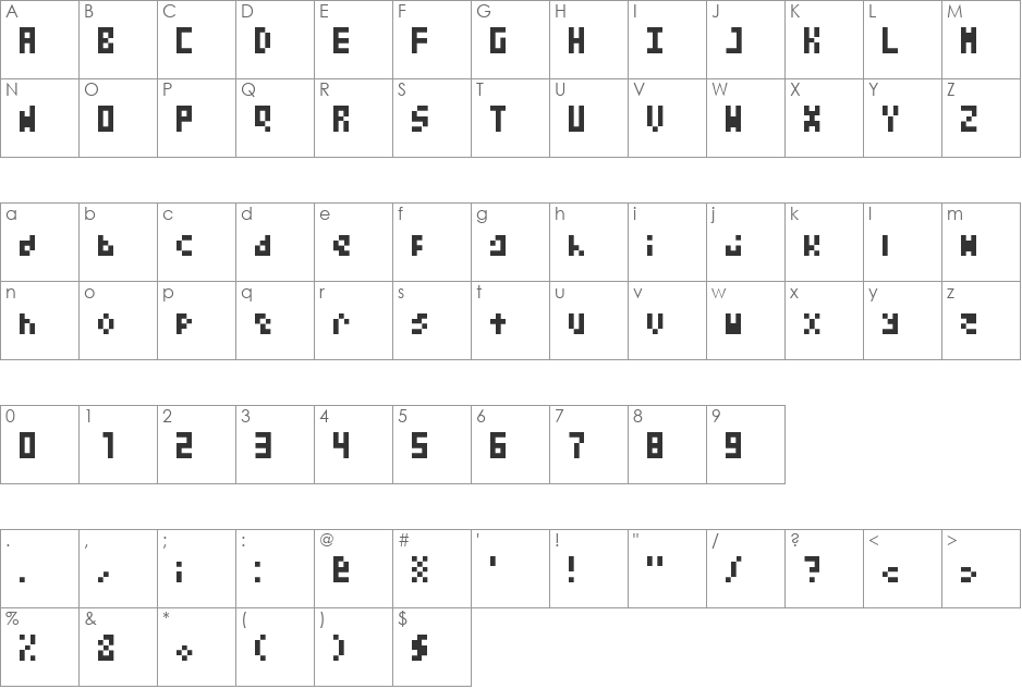 To Infinity font character map preview