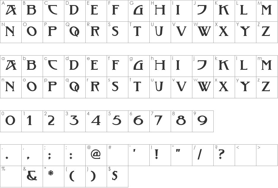Tobacco Road NF font character map preview