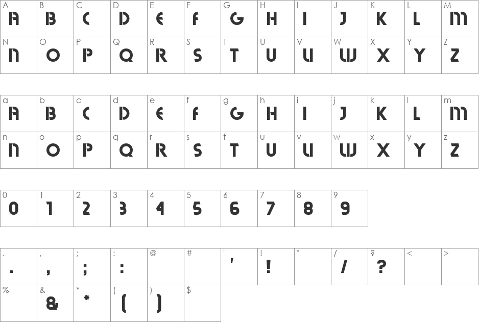 BENNUDISE?O font character map preview