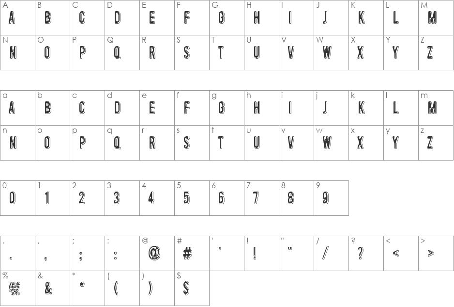 Toinen tammikuu font character map preview
