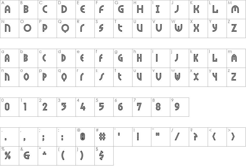 Tokyo font character map preview