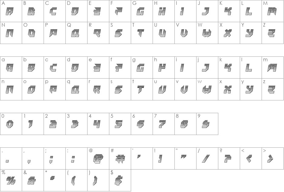 Tokyo Drifter Chrome font character map preview