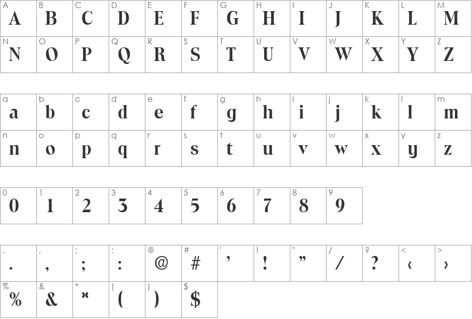 Toledo-Serial font character map preview
