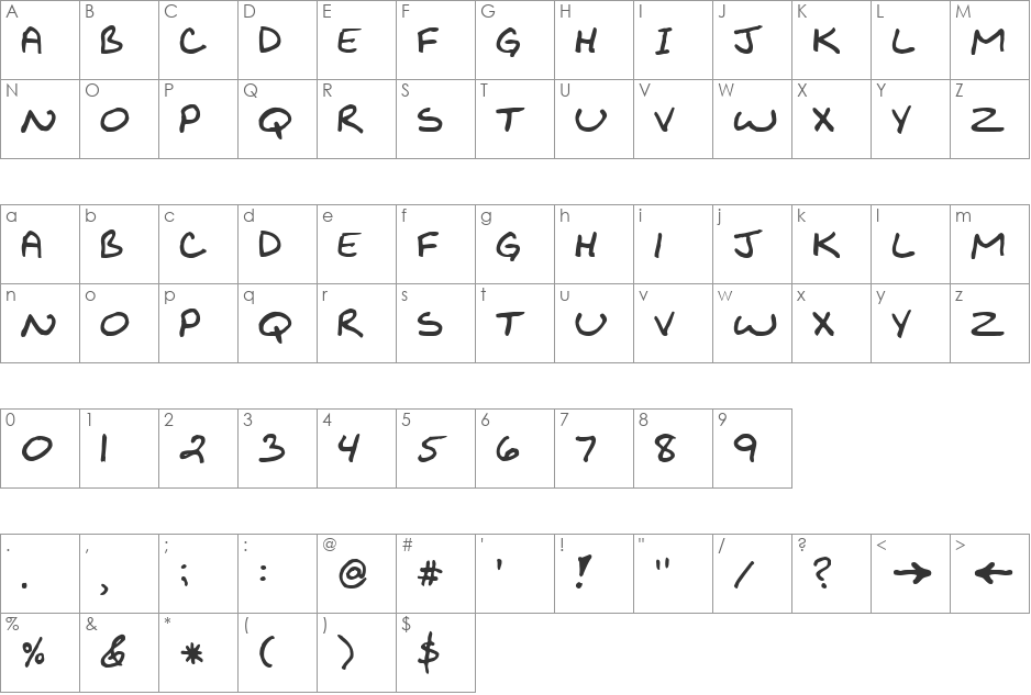 BENSON font character map preview
