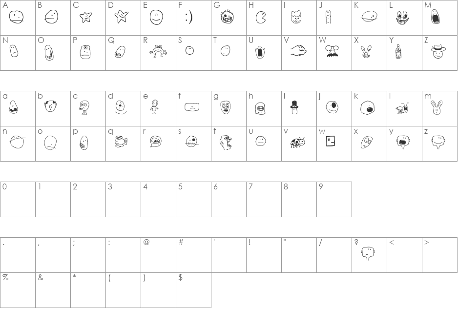 TombatsSmilies font character map preview