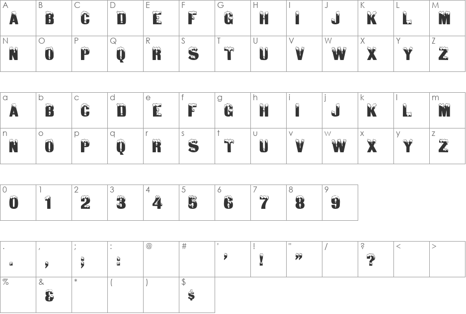 Tone Plain font character map preview