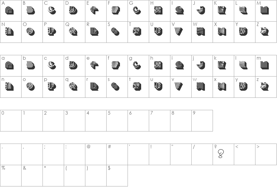 BENTO font character map preview