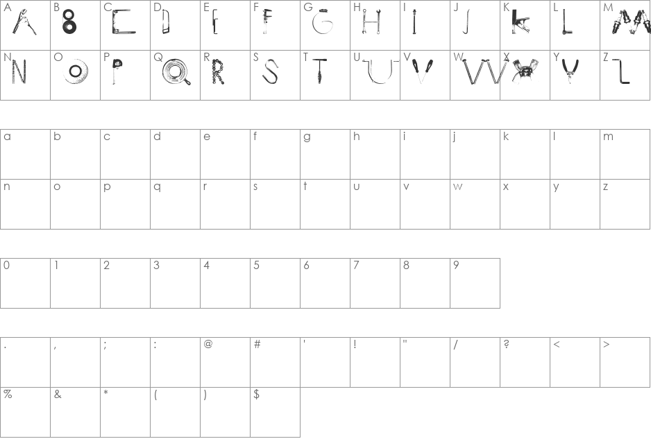 ToolBox font character map preview