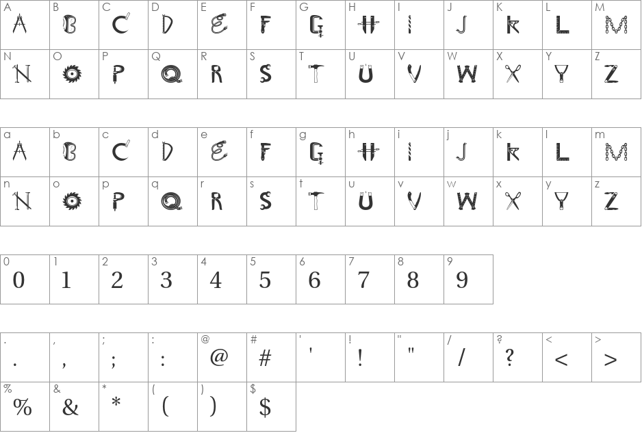 Toolbox Std font character map preview