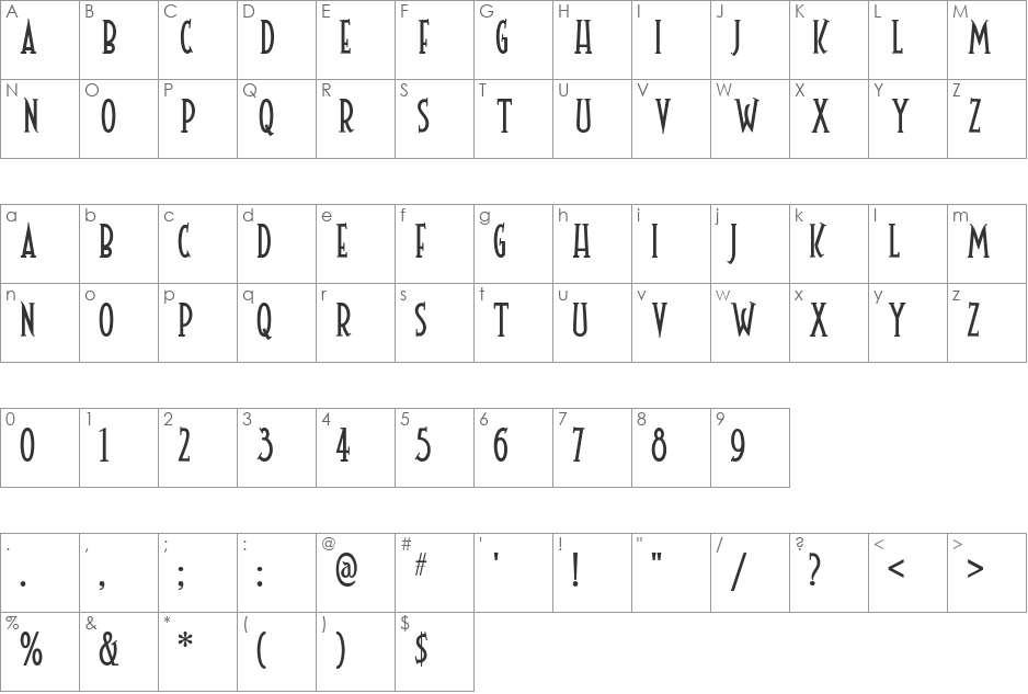 Toonerville Plain NF font character map preview