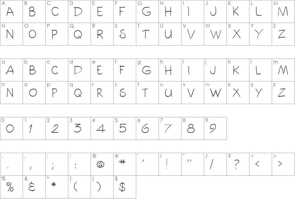 Toonz font character map preview