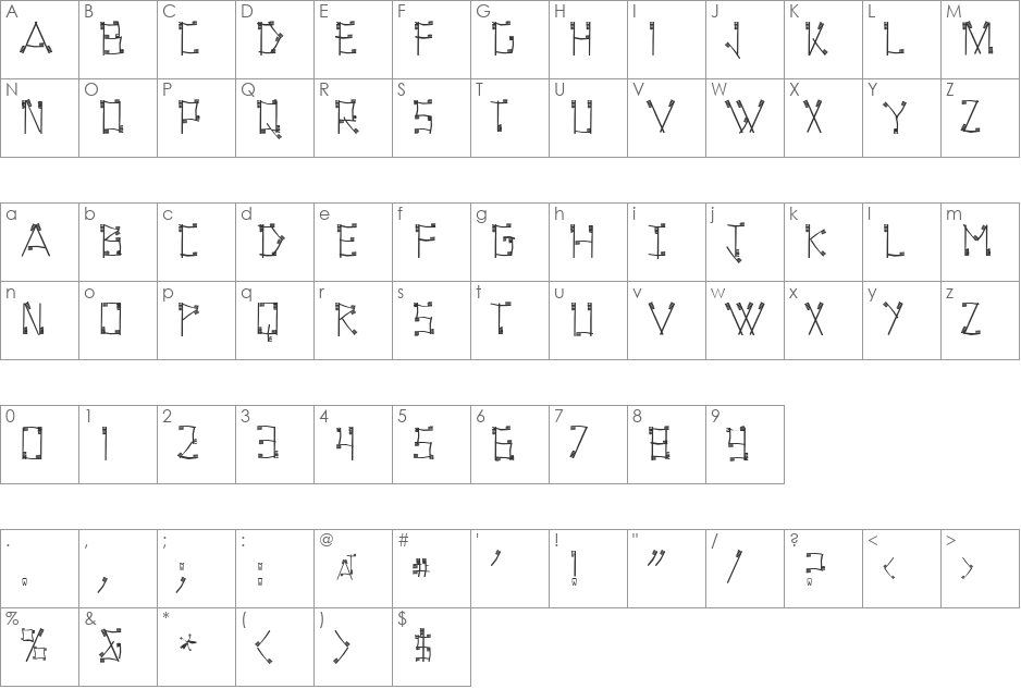ToothBrush font character map preview