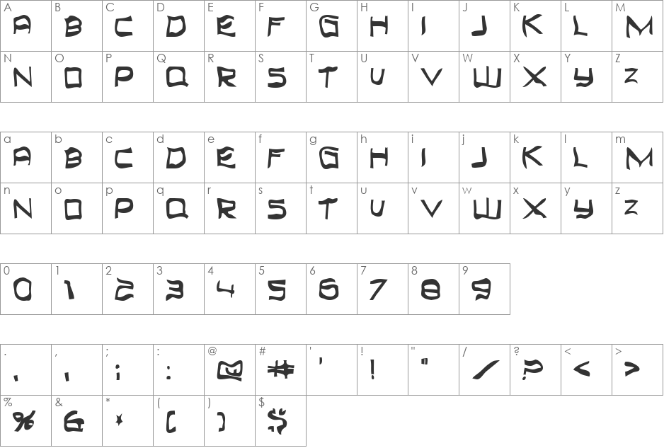 Top Bond font character map preview