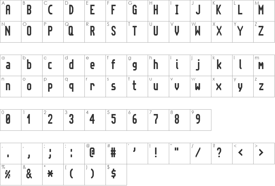 Topaz New font character map preview