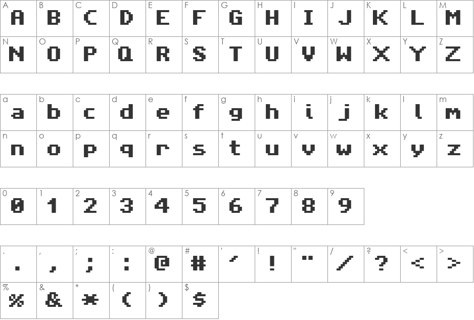 Topaz-8 font character map preview