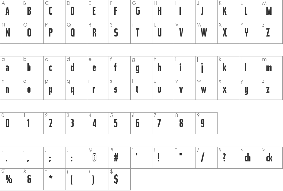 Topic font character map preview