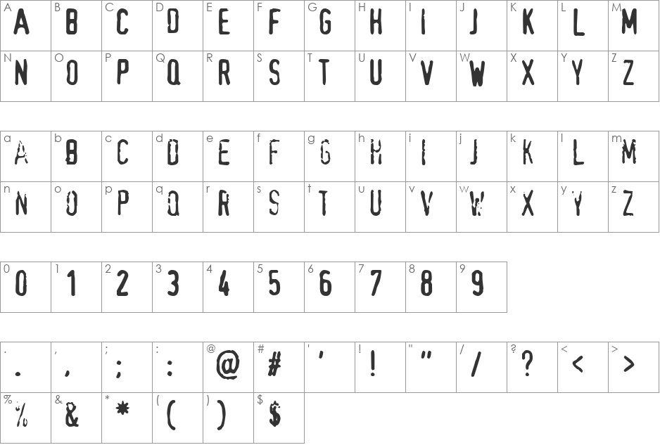 TopSecret font character map preview
