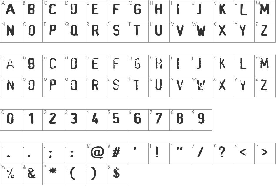TopSecretExtended font character map preview