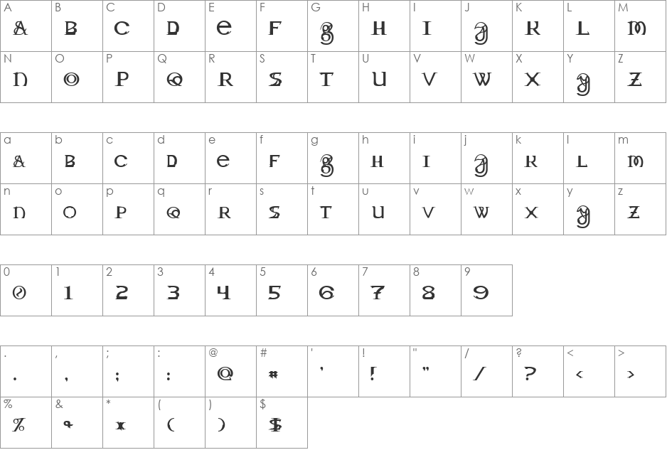 Toril font character map preview